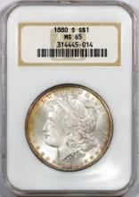 1880-S $1 Morgan Silver Dollar Coin NGC MS65 Nice Toning Old Fatty Holder