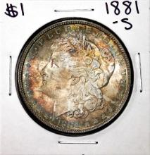 1881-S $1 Morgan Silver Dollar Coin Amazing Toning