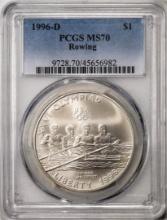 1996-D $1 Olympics Rowing Commemorative Silver Dollar Coin PCGS MS70