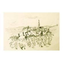 Wayne Ensrud "Fleurie in Beaujolais, France" Original Pencil on Paper