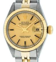 Rolex Ladies Two Tone Champagne Index Datejust Wristwatch