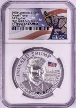 2020 Cameroon 1000 Francs High Relief Donald Trump Silver Coin NGC PF70 Ultra Cameo