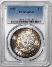 1885 $1 Morgan Silver Dollar Coin PCGS MS63 Amazing Toning