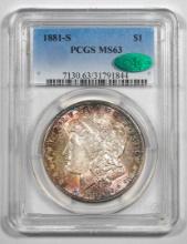 1881-S $1 Morgan Silver Dollar Coin PCGS MS63 Great Toning CAC