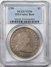 1795 $1 Off-Center Draped Bust Silver Dollar Coin PCGS VF30