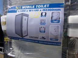 New Bastone Mobile Toilet with Sink, Light, Vent, Etc., Requires Sewer, Wat