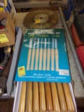 Wood Turning Chisel Set (NIB) and Group of Circular Saw Blades, Used, Mostl