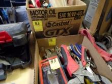 (2) Boxes Of Assorted Snips, Pliers, Vice Grips, Needle Nose Dykes