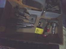 Box With Drill Chucks, Diamond Wheel Dresser, Punches, Flycutter, Table Jac