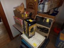 Group on Floor Between Door and Shelves (Of Lot 382) Includes Cat Carrier,