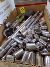 Box of Sockets and Ratchets, 3/8'' - 1/2'' - 1/4'', Mostly Sears/Craftsman