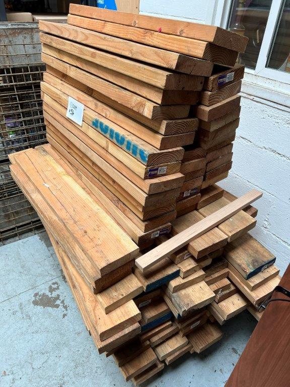 Cart of Cut Lumber Pieces