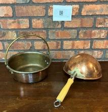 Atlas Metal Spinning Co Copper Wood Handle Pot