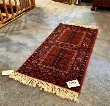 Red Border Fringed Area Rug