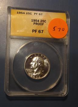 1954 WASHINGTON QUARTER ANACS PROOF-67