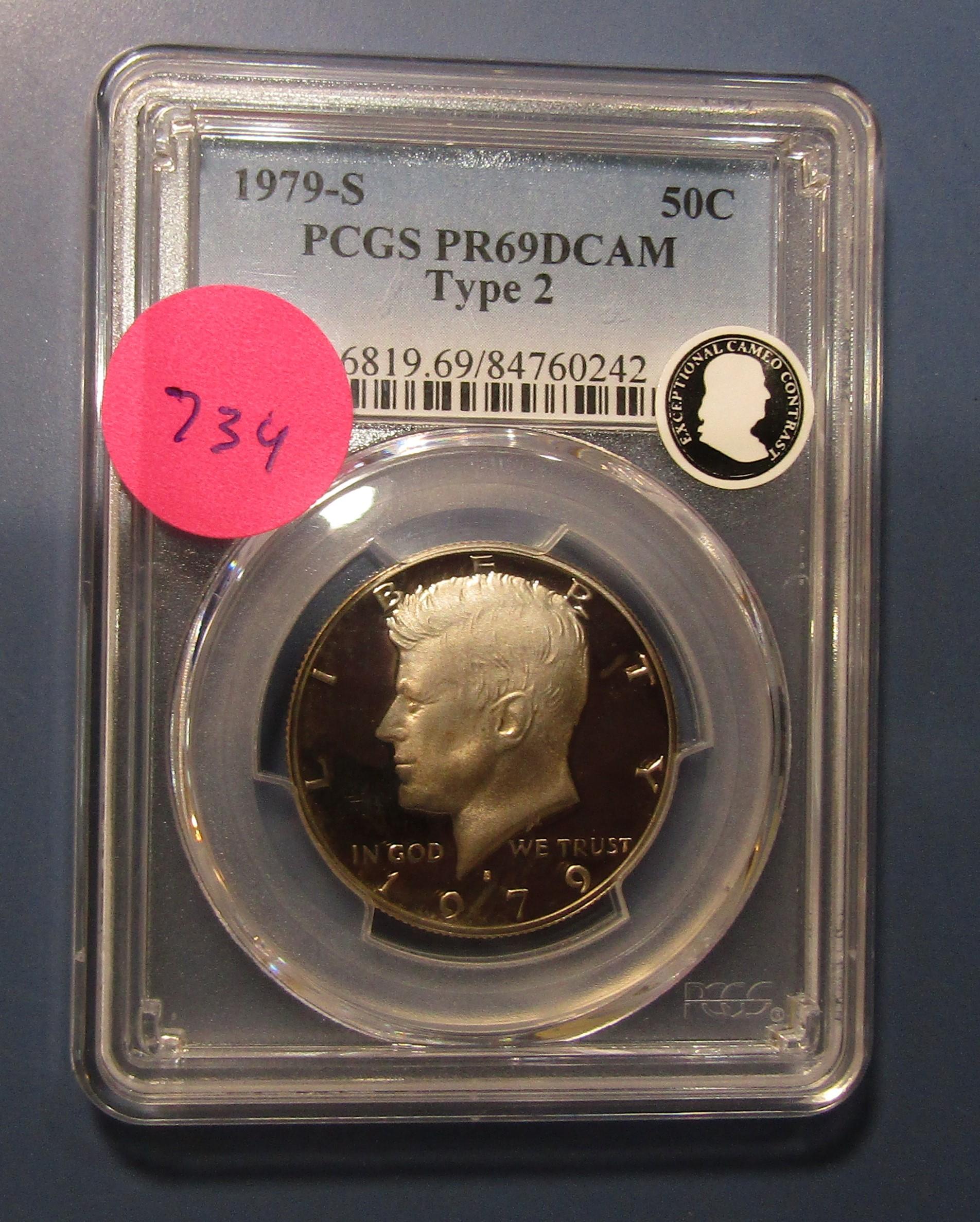 1979-S TYPE 2 KENNEDY HALF DOLLAR PCGS PF-69 DEEP CAMEO