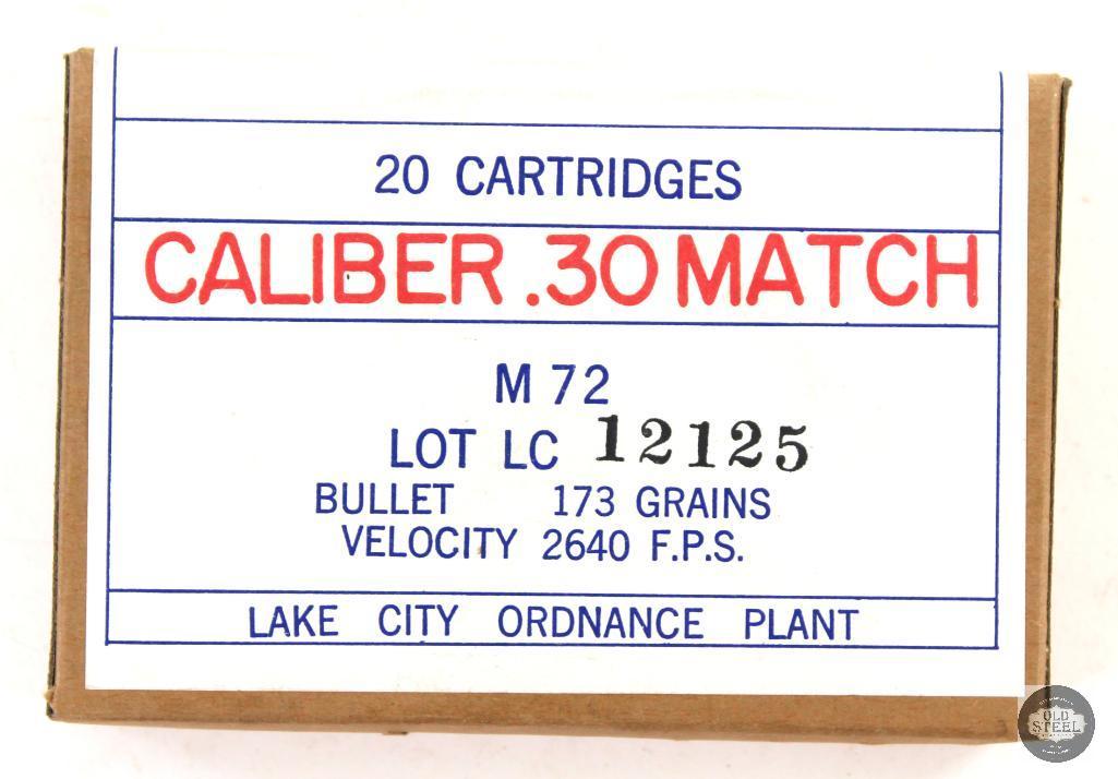 Lake City Ordnance M72 .30-06 173gr Ammunition - 1962 Unopened Box