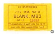 1 Sealed box of Lake City 7.62x51 NATO Blank Ammunition.