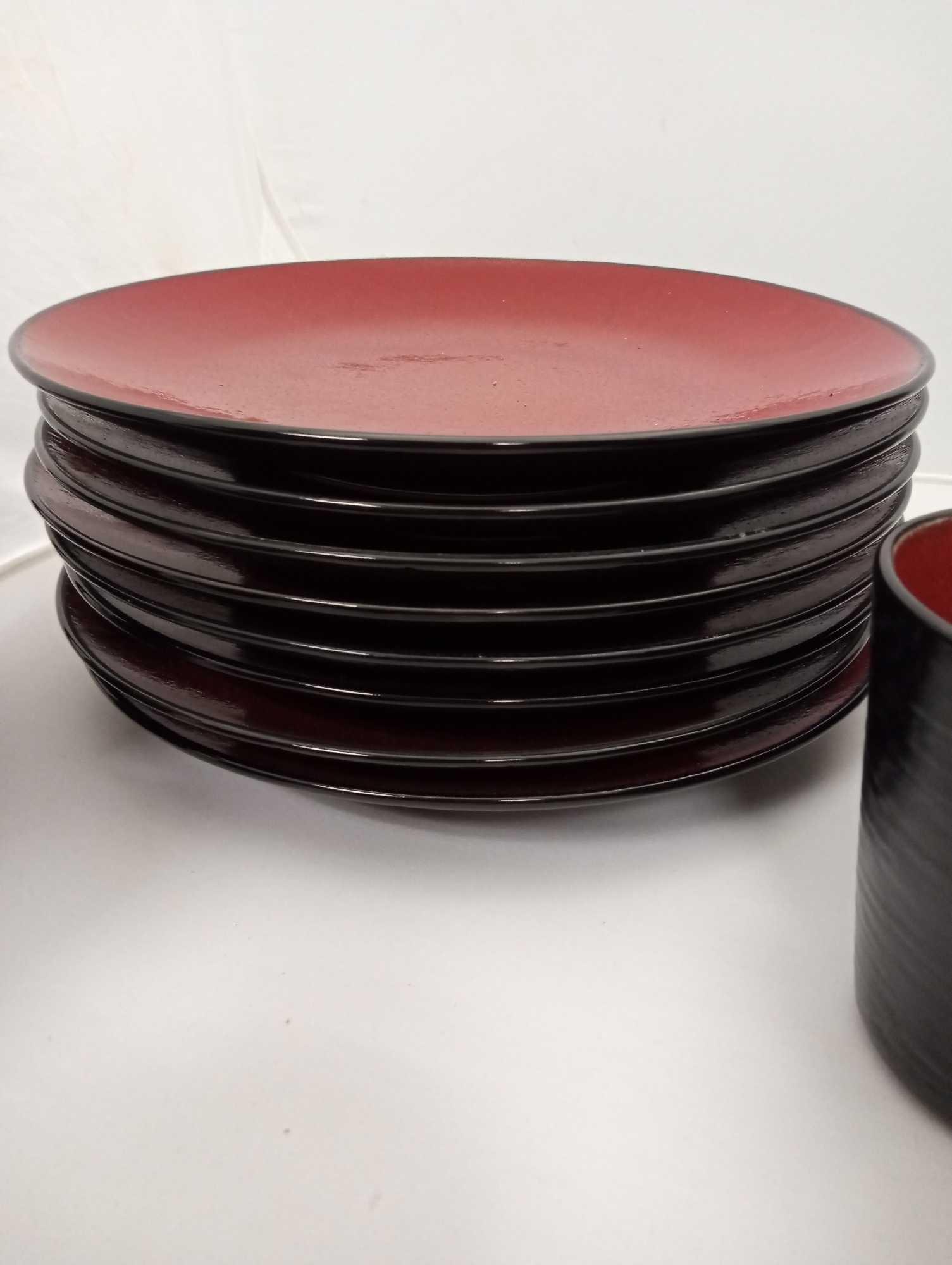 TARGET HOME RED AND BLACK POTTERY DISH SET