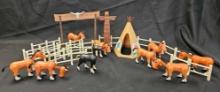 VINTAGE FISHER PRICE SILVER RANCH, TEEPEE, FENCING, HORSES