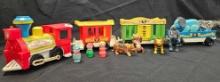 FISHER PRICE CIRCUS TRAIN WITH ANIMALS, PEOPLE, CONDUCTOR