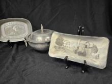 Wendell August Forge Hammered Tray Horse & Buggy Farm Scene