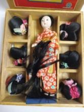 HANAKO JAPANESE DOLL WITH WIGS, Made in Japan.