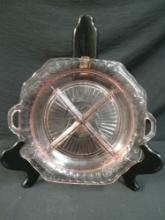 ANCHOR HOCKING MAYFAIR OPEN ROSE PINK DEPRESSION GLASS, 4 SECTION BOWL