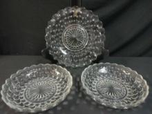 3 pc. DEPRESSION GLASS CLEAR BUBBLE SERVING PLATE AND BOWLS
