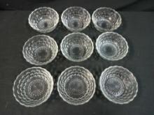 9 DEPRESSION GLASS CLEAR BUBBLE BERRY BOWLS