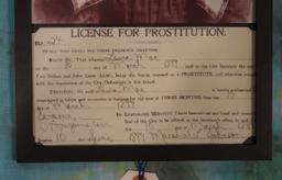 Framed Copy of Old West Prostitution License