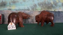 Carved Ironwood Bison and Bear