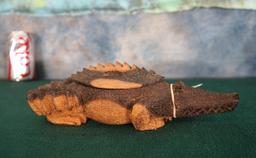 Wood Carved Crocodile Jewelry Box or Candy Dish