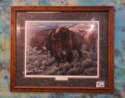 American Bison Framed Print called "Prairie Thunder" by Cynthia Fisher