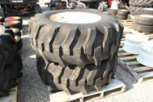 TWO TITAN 17.5L-24 TIRES & RIMS WITH 8 BOLT CENTERS (UNUSED)