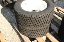 TWO CARLISLE 27X10.50-15 TIRES WITH 6 BOLT UNVERFERTH RIMS (UNUSED)