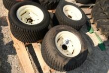 THREE 24X12.00-12 TIRES WITH 5 BOLT RIMS