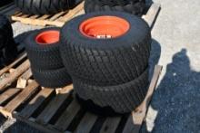 FOUR TIRES & RIMS TO FIT SUB-COMPACT TRACTOR (LIKE NEW)