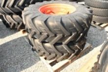 TWO MICHELIN 14.9R24 TIRES & RIMS WITH 8 BOLT CENTERS