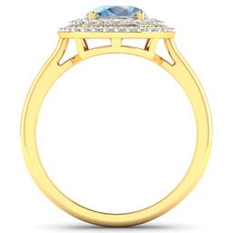 14KT Yellow Gold 1.28ct Aquamarine and Diamond Ring