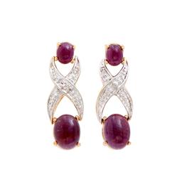 Plated 18KT Yellow Gold 5.02ctw Ruby and Diamond Earrings