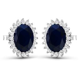 14KT White Gold 2.60ctw Blue Sapphire and Diamond Earrings