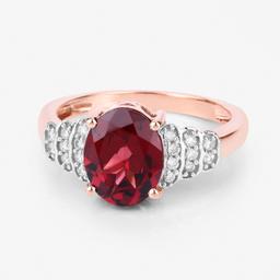 14KT Rose Gold 2.87ctw Rhodolite and White Diamond Ring