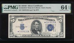 1934D $5 STAR Silver Certificate PMG 64EPQ