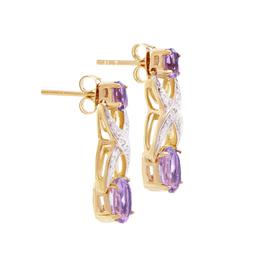 Plated 18KT Yellow Gold 2.72ctw Amethyst and Diamond Earrings