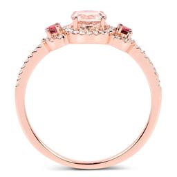 14KT Rose Gold 0.63ctw Morganite, Pink Tourmaline and White Diamond Ring