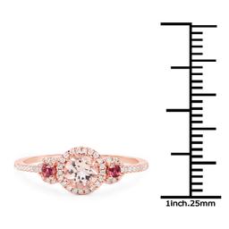 14KT Rose Gold 0.63ctw Morganite, Pink Tourmaline and White Diamond Ring