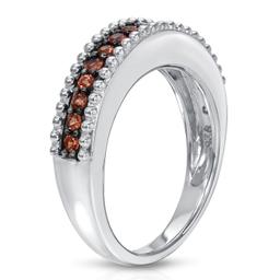 Plated Rhodium 0.50ctw Orange Sapphire Ring