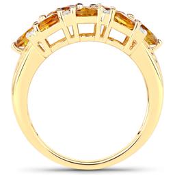 Plated 14KT Yellow Gold 2.28ctw Citrine and White Topaz Ring