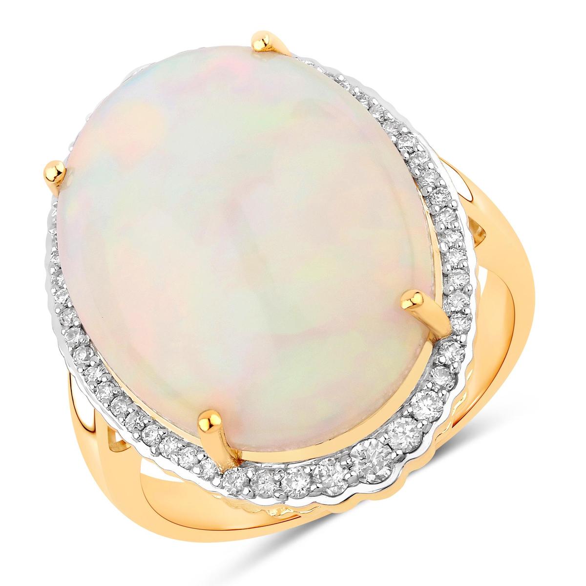 14KT Yellow Gold 10.91ct Opal and Diamond Ring